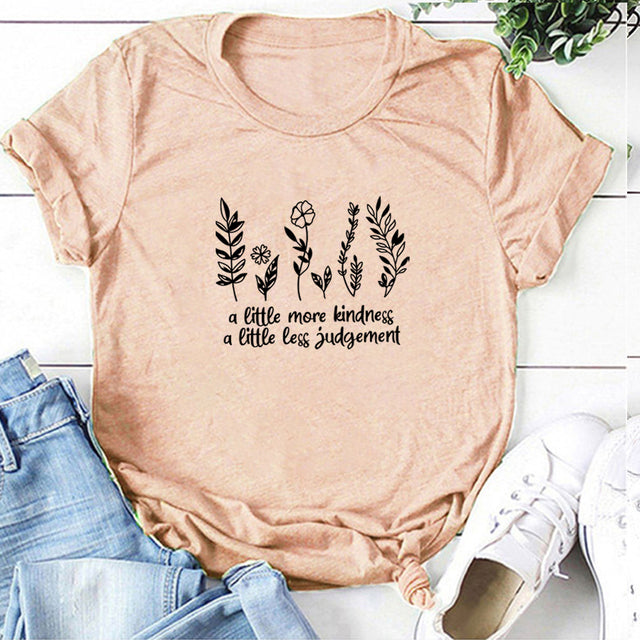 Plant A Little Kindness Less Judgement Print Loose T-shirt