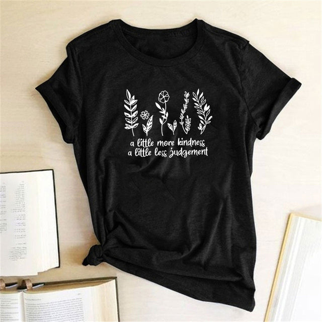 Plant A Little More Kindness Less Judgement Print Loose T-Shirt - Vegan