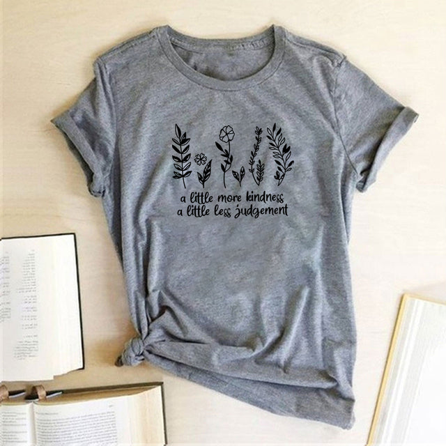 Plant A Little Kindness Less Judgement Print Loose T-shirt