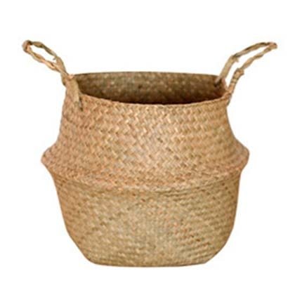 Natural Handwoven Rattan Wicker Plant Baskets Seagrass - Storage Household Organizer
